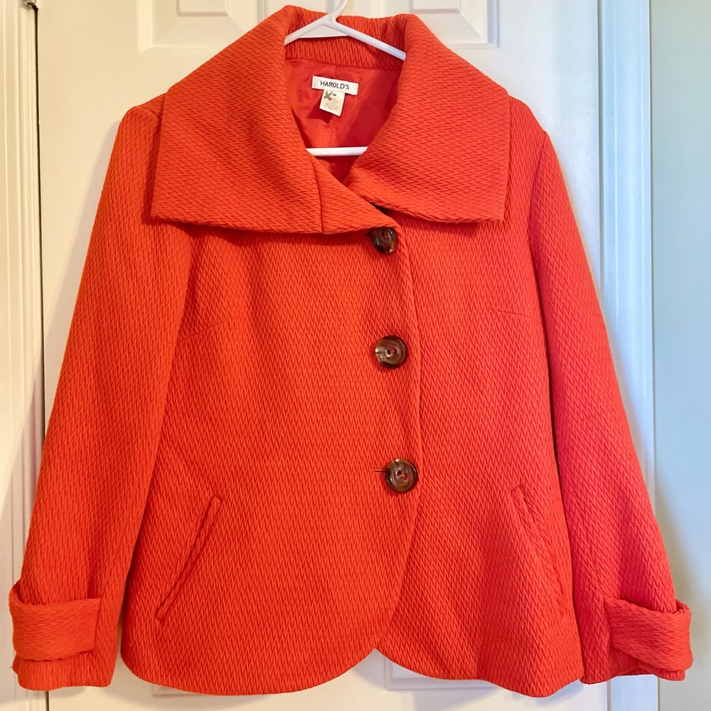 Vintage Orange Jacket Wide Collar Cropped Peacoat